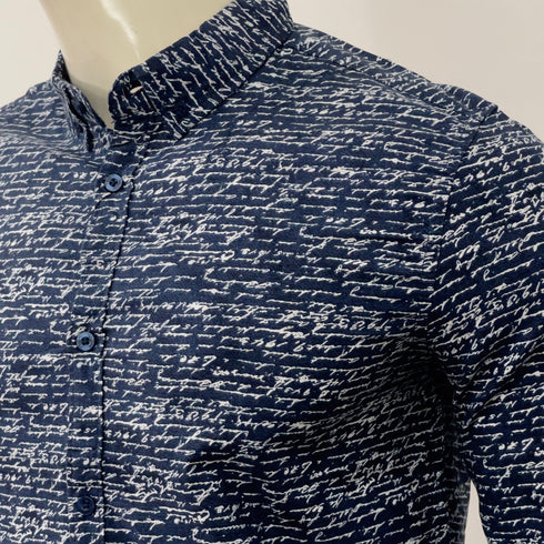 TEDDY SMITH MEN'S ALLOVER LETTERING PRINTED SHIRT